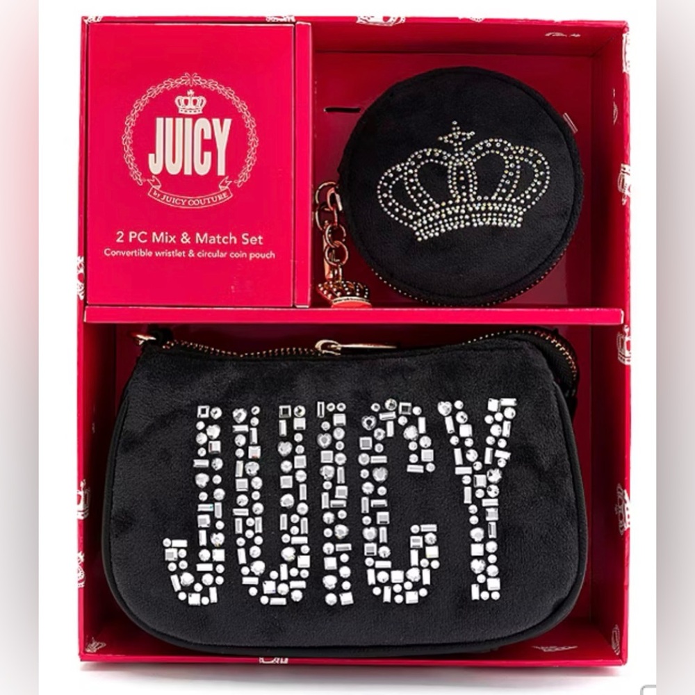 ✨ Juicy Couture 2-Piece Set – Wristlet & Coin Pouch ✨